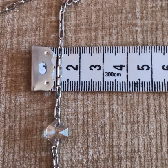 Vintage Liz Claiborne Two Strand Silver Tone Chain Clear Crystal Necklace - Picture 4 of 11